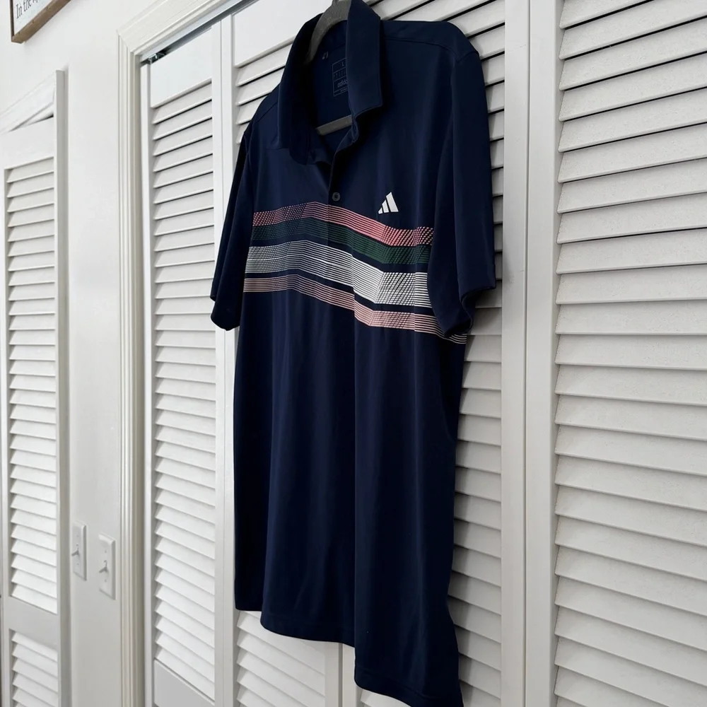 Adidas Men's Polo Shirt with Multicolor Stripes Size‎ Large